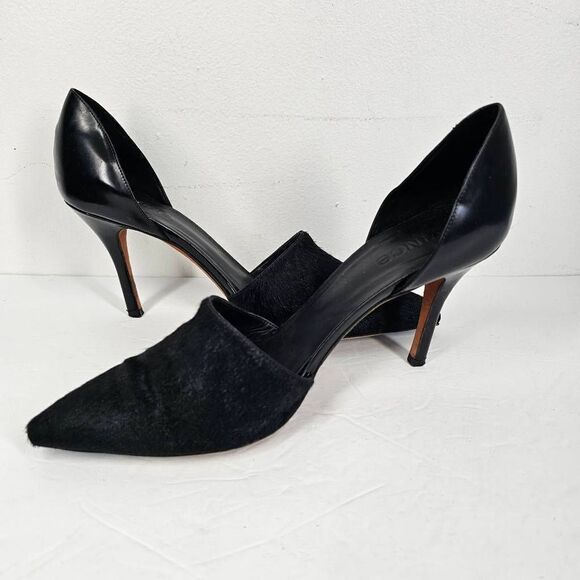 VINCE Claire Pony Hair Leather D'Orsay Pumps Black 9.5 - Picture 3 of 11